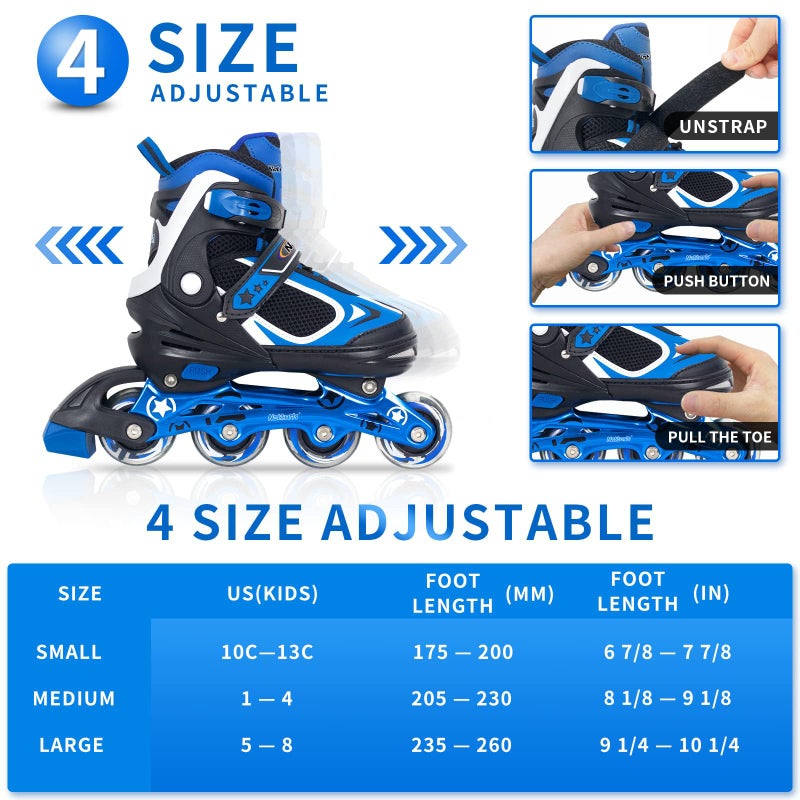 Nattork Blade Roller Skates for Boys with Light Up Wheel,Adjustable Inline Skates for Big Kids Youth Childrenâ€˜s Outdoor & Indoor Ages 6-12 9 10 11 12, Beginners Blue - Image 5
